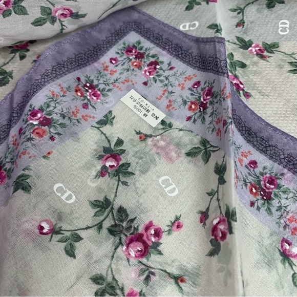 Christian Dior Floral Mini Scarf - Picture 6 of 8